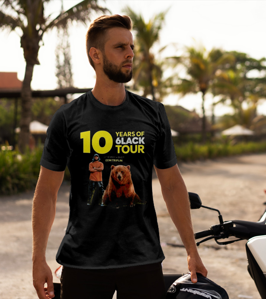 10 Years Of 6lack Tour Eem Triplin Brown Bear T-Shirt