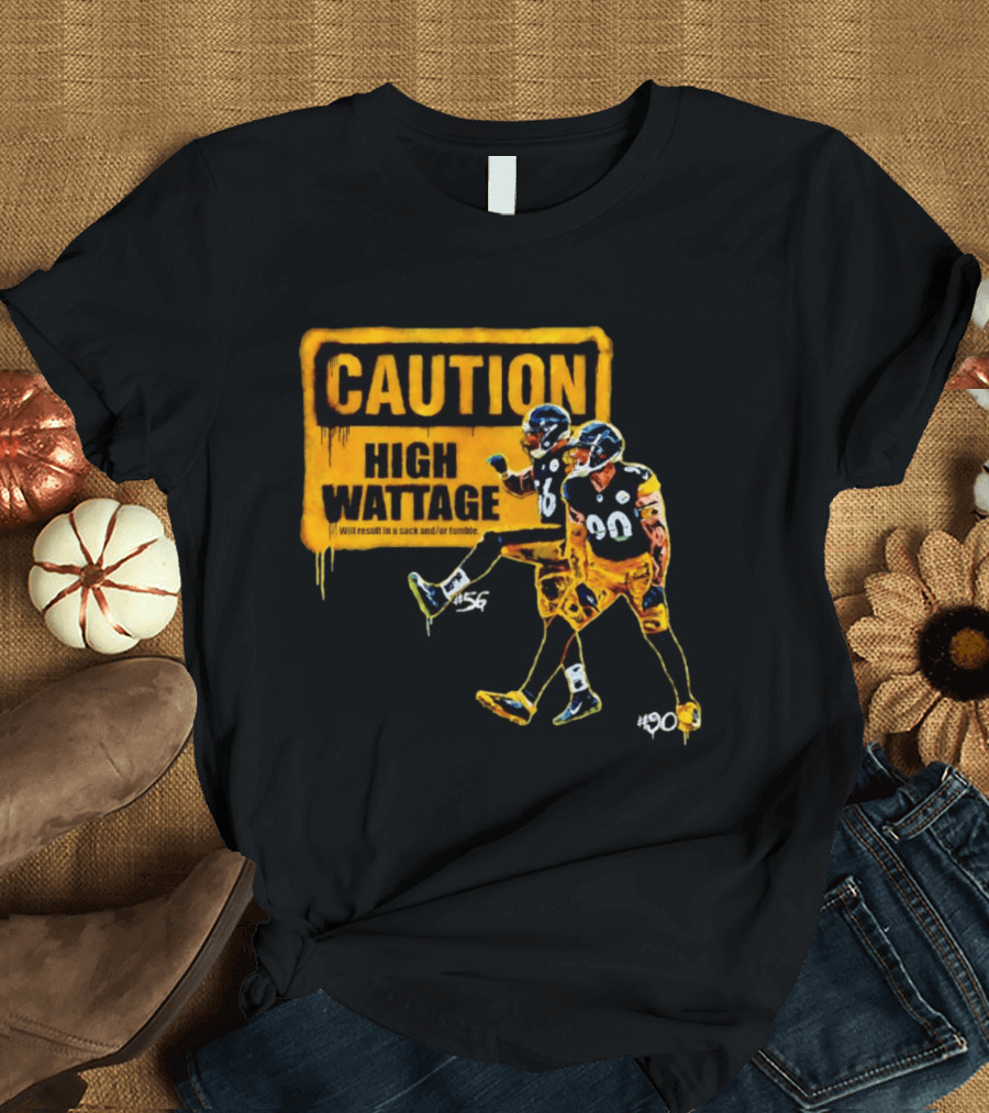 Caution High Wattage Alex Highsmith TJ Watt Pittsburgh Steelers Sack T-Shirt