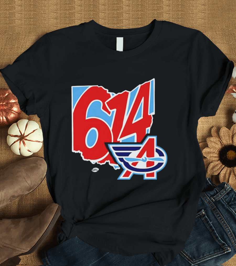 Arlington Renegades Ohio 614 United Football League State Map T-Shirt