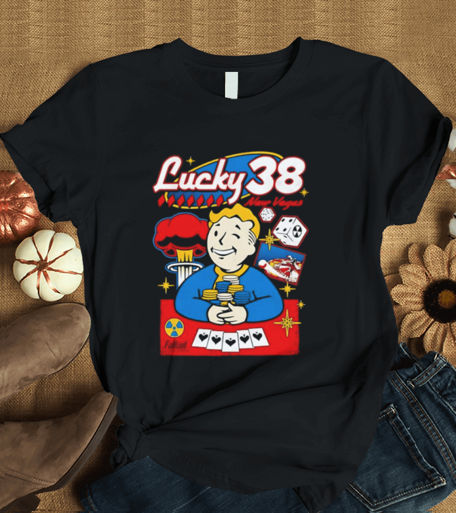 Lucky 38 New Vegas Vault Boy Poker Explosion T-Shirt