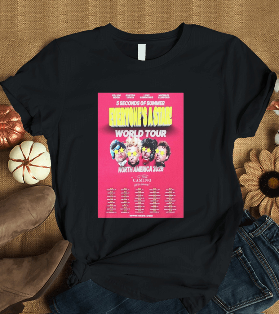5 Seconds Of Summer Everyone's A Star World Tour North America 2026 Haiden Henderson T-Shirt