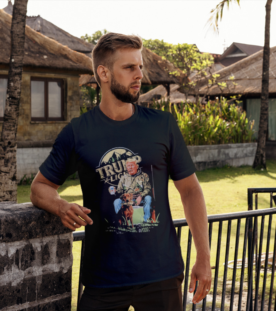 Trump Light Countryside Hunting With Dog And Beer T-Shirt