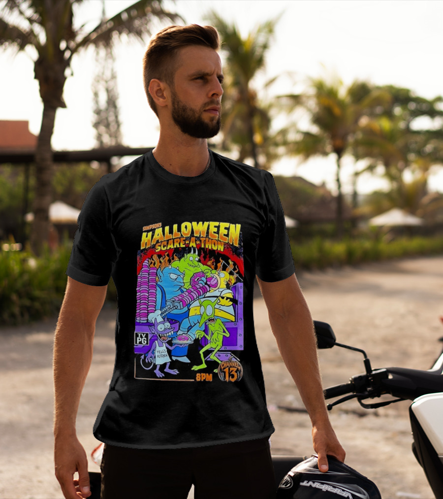Simpsons Halloween Scare A Thon TV PG 8PM Channel 13 Hell's Kitchen Monsters And Aliens T-Shirt
