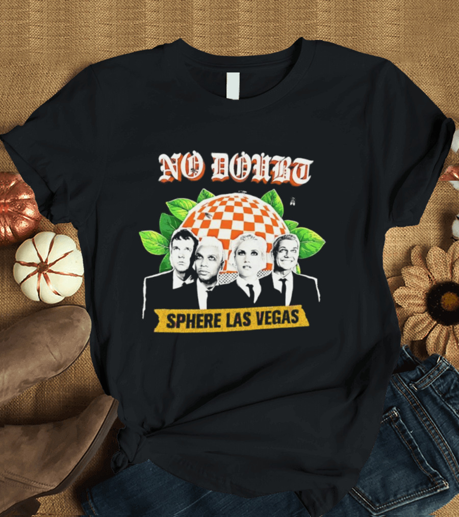 No Doubt Sphere Las Vegas Checkered Umbrella Band Members And Leaves T-Shirt