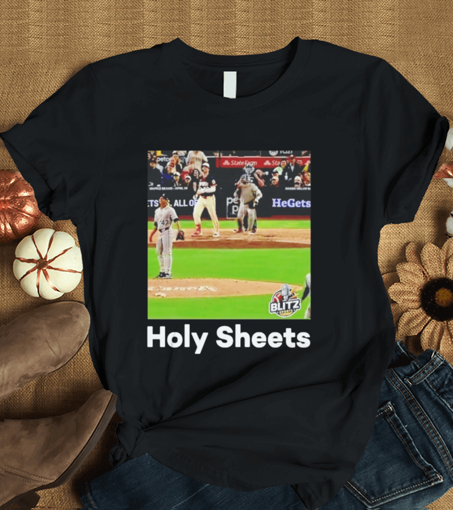 Padres Blitz Baseball Holy Sheets Petco Park T-Shirt