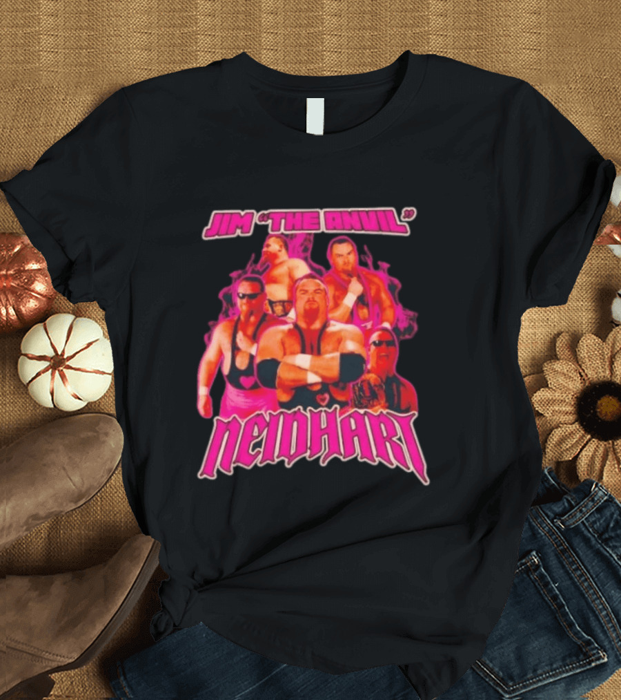 Jim Neidhart The Anvil Wrestler Pink Collage Neidhart T-Shirt