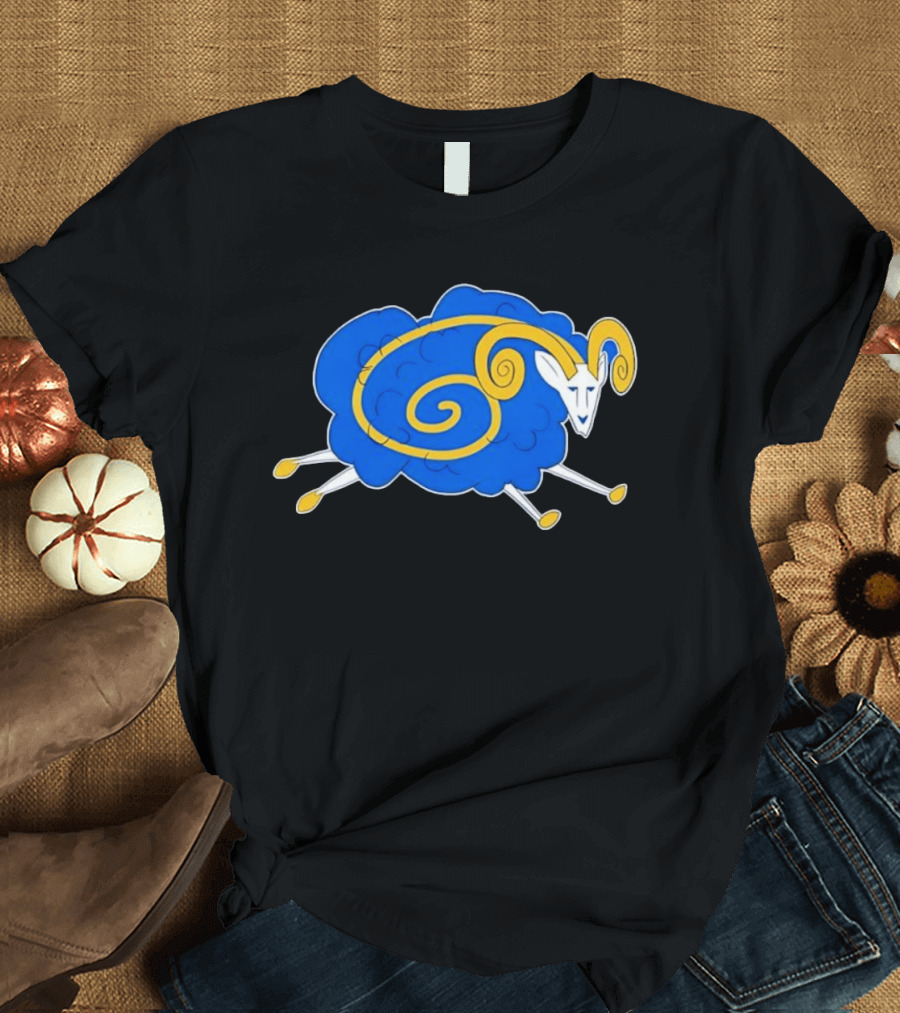 Los Angeles Rams Cursed Spiral Blue Sheep T-Shirt