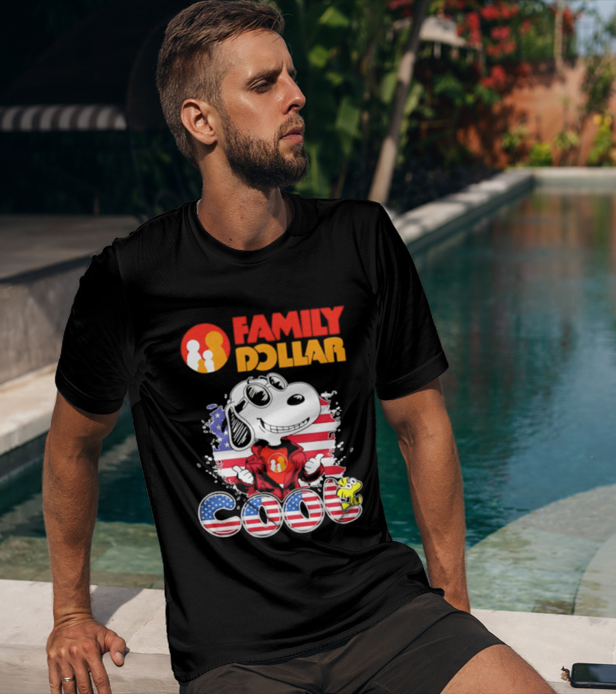 Family Dollar Snoopy I Love Cool Woodstock American Flag T-Shirt