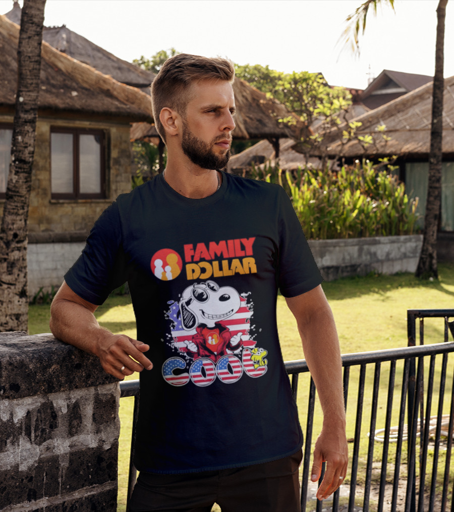 Family Dollar Snoopy I Love Cool Woodstock American Flag T-Shirt