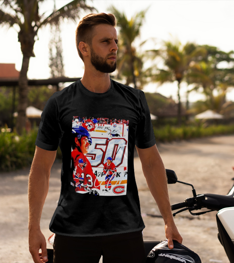 Montreal Canadiens Cole Caufield 50 Goals Celebration 2026 T-Shirt