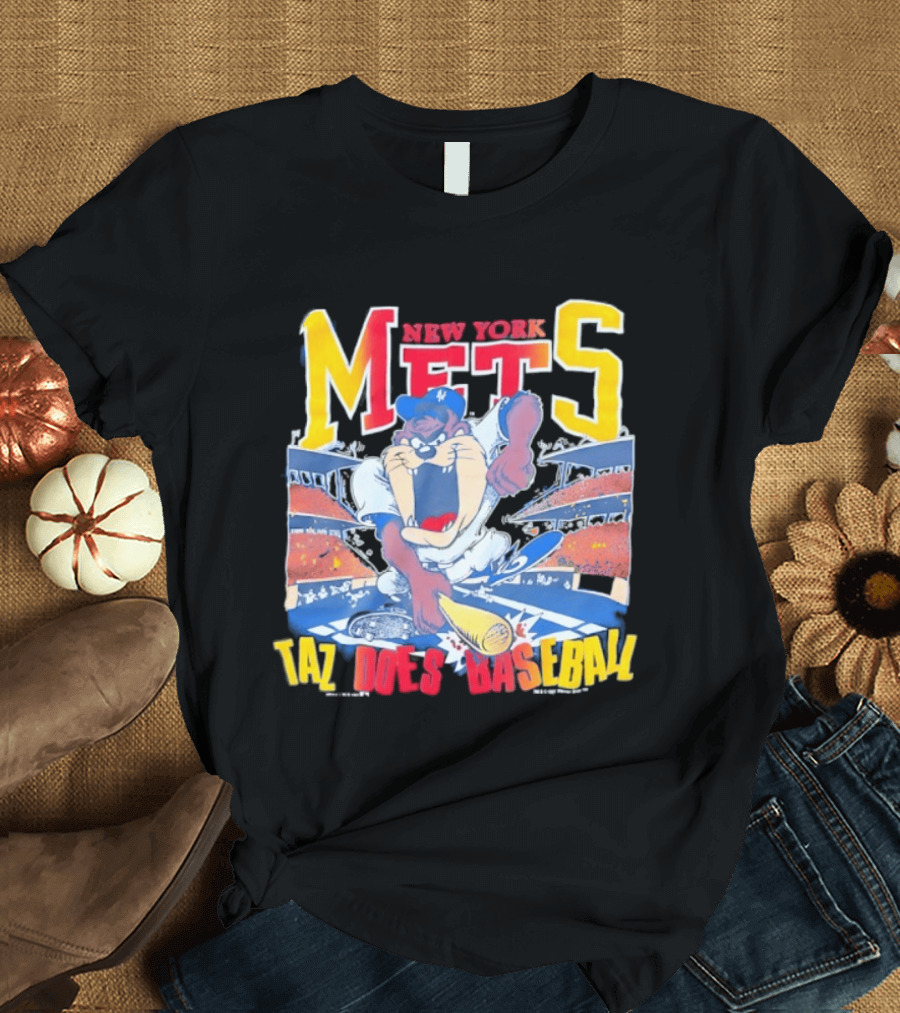 New York Mets Taz Does Baseball Stadium Scene T-Shirt