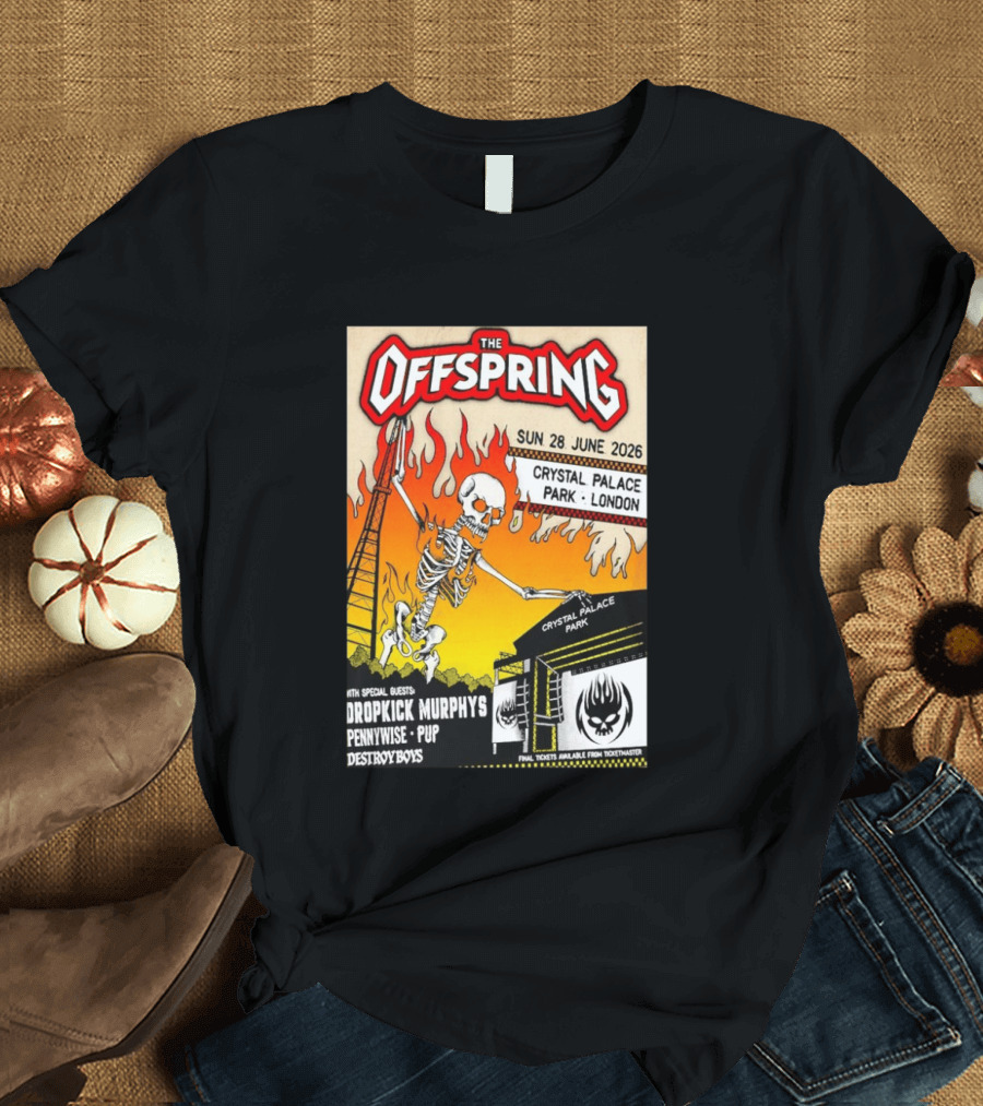 The Offspring Concert June 28 2026 Crystal Palace Park London Dropkick Murphys Pennywise Pup Destroy Boys T-Shirt