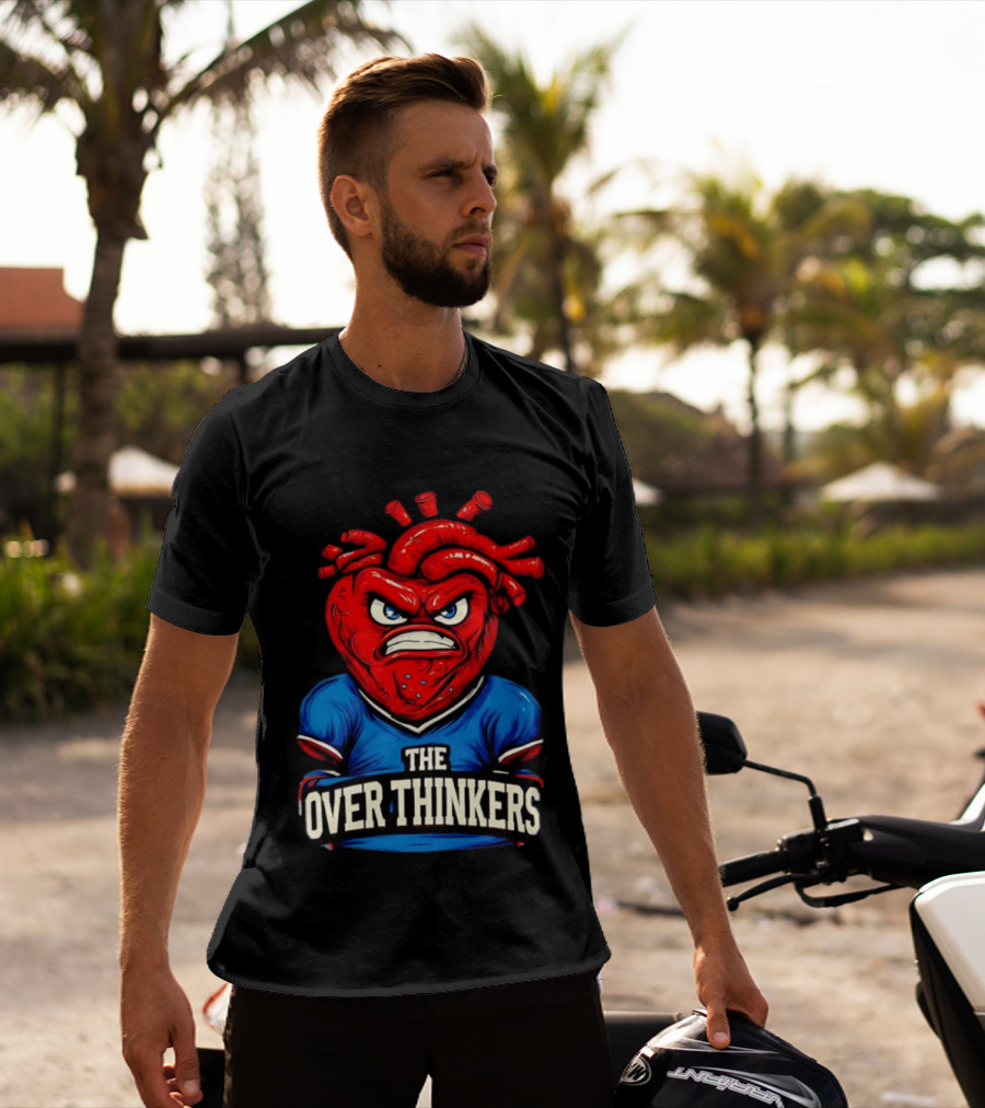 The Overthinkers Varsity Angry Heart Bold Red Blue T-Shirt