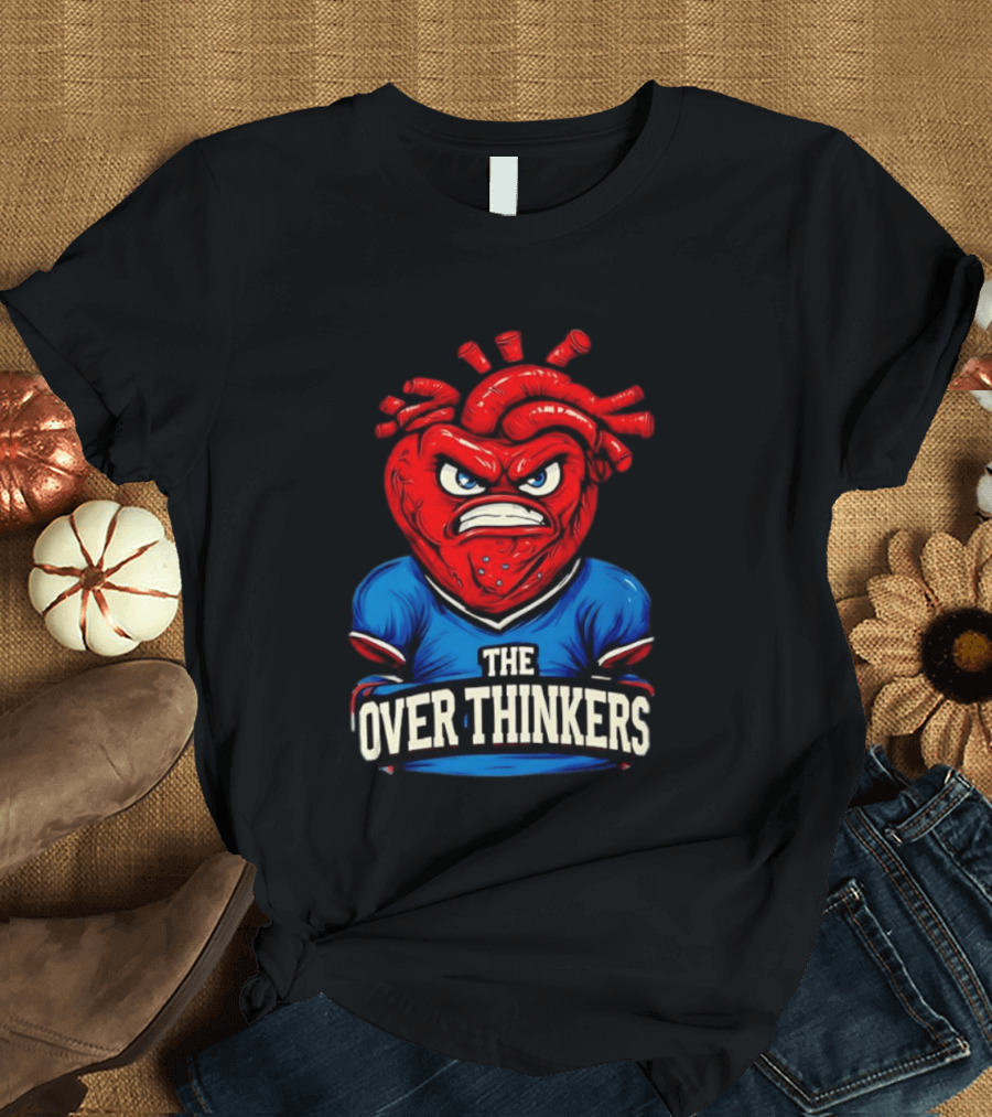The Overthinkers Varsity Angry Heart Bold Red Blue T-Shirt