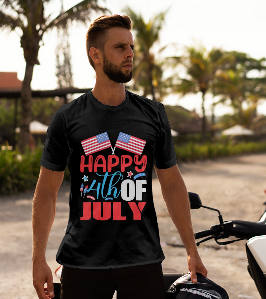 American Independence Day Happy 4th Of July USA Flags Celebration T-Shirt