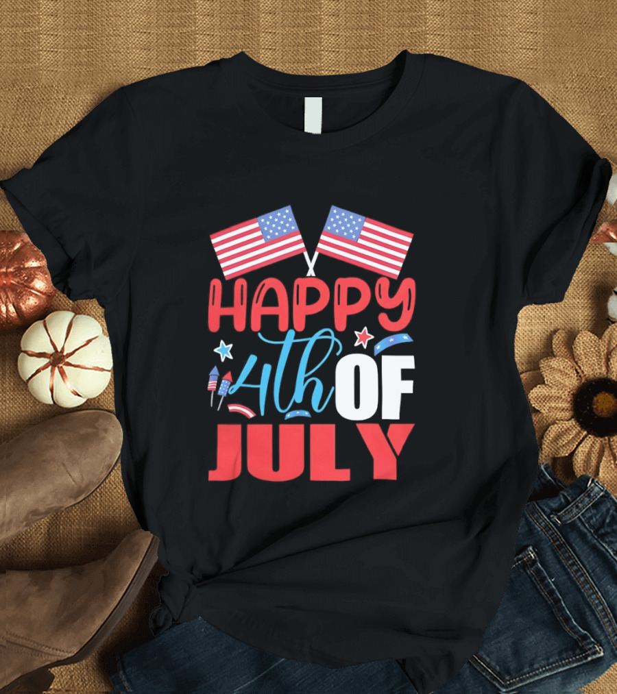 American Independence Day Happy 4th Of July USA Flags Celebration T-Shirt