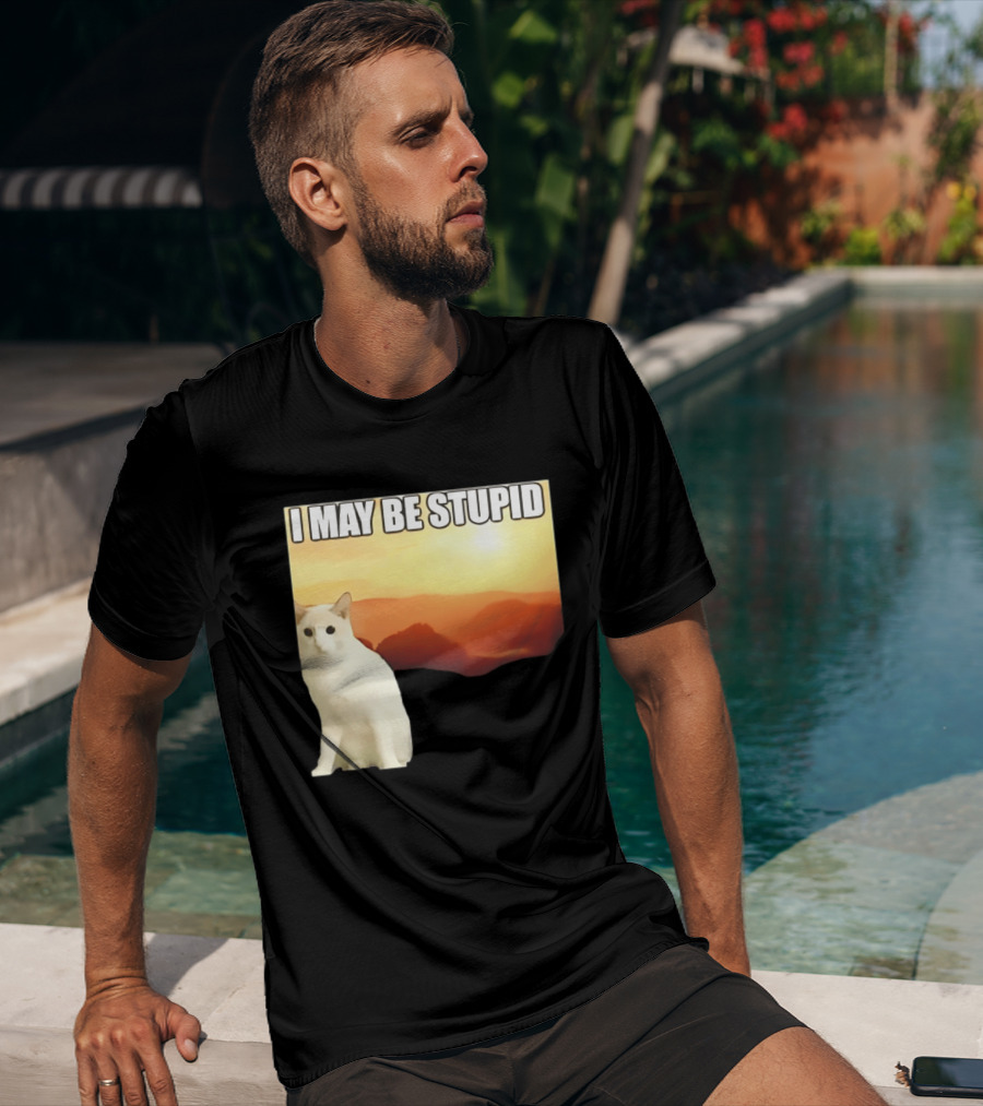 I May Be Stupid Cat With Sunrise T-Shirt