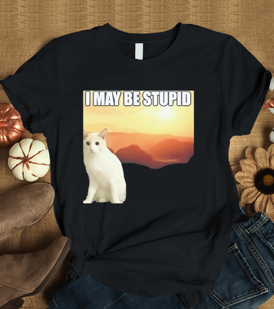 I May Be Stupid Cat With Sunrise T-Shirt