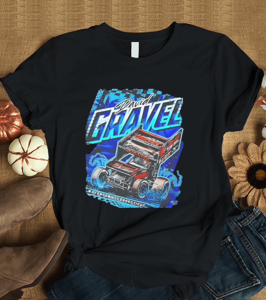 David Gravel Racing Blue Wave Watertown Connecticut Sprint Car T-Shirt