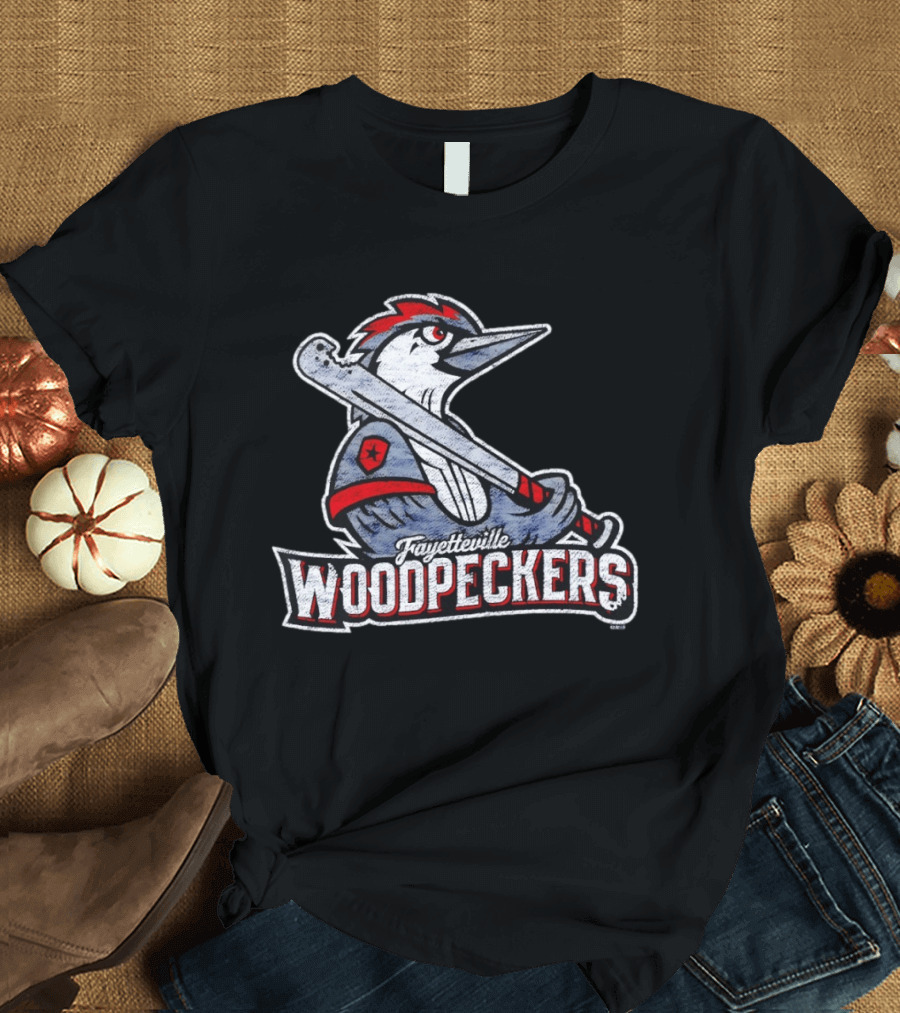 Fayetteville Woodpeckers Baseball Team Mascot Bat MLB T-Shirt