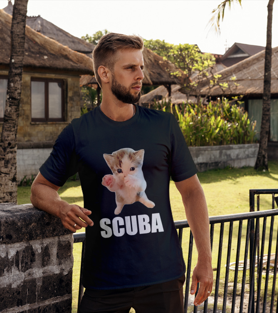 Kitten Cat Feline Pet Animal Martial Arts Scuba Meme Warrior Defender T-Shirt