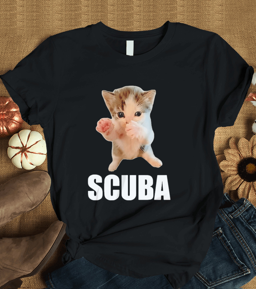 Kitten Cat Feline Pet Animal Martial Arts Scuba Meme Warrior Defender T-Shirt