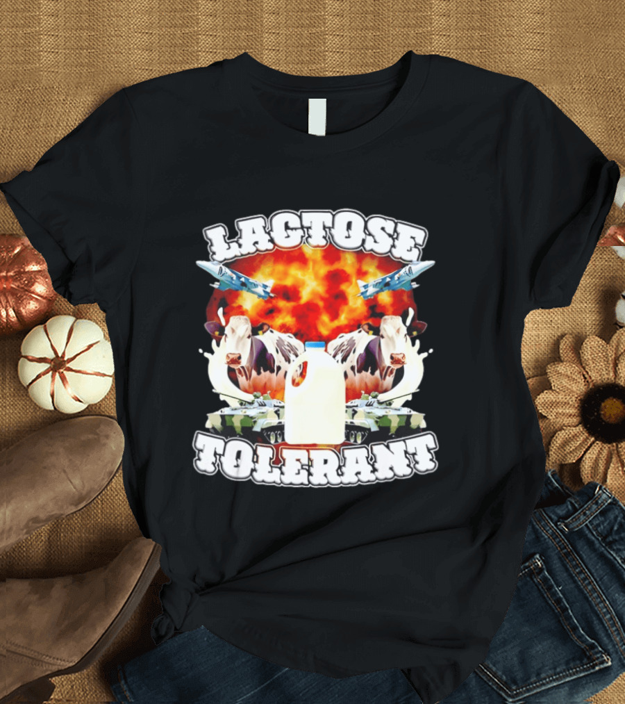 Lactose Tolerant Milk Cow Conflict With Military Jets And Tanks Explosion T-Shirt