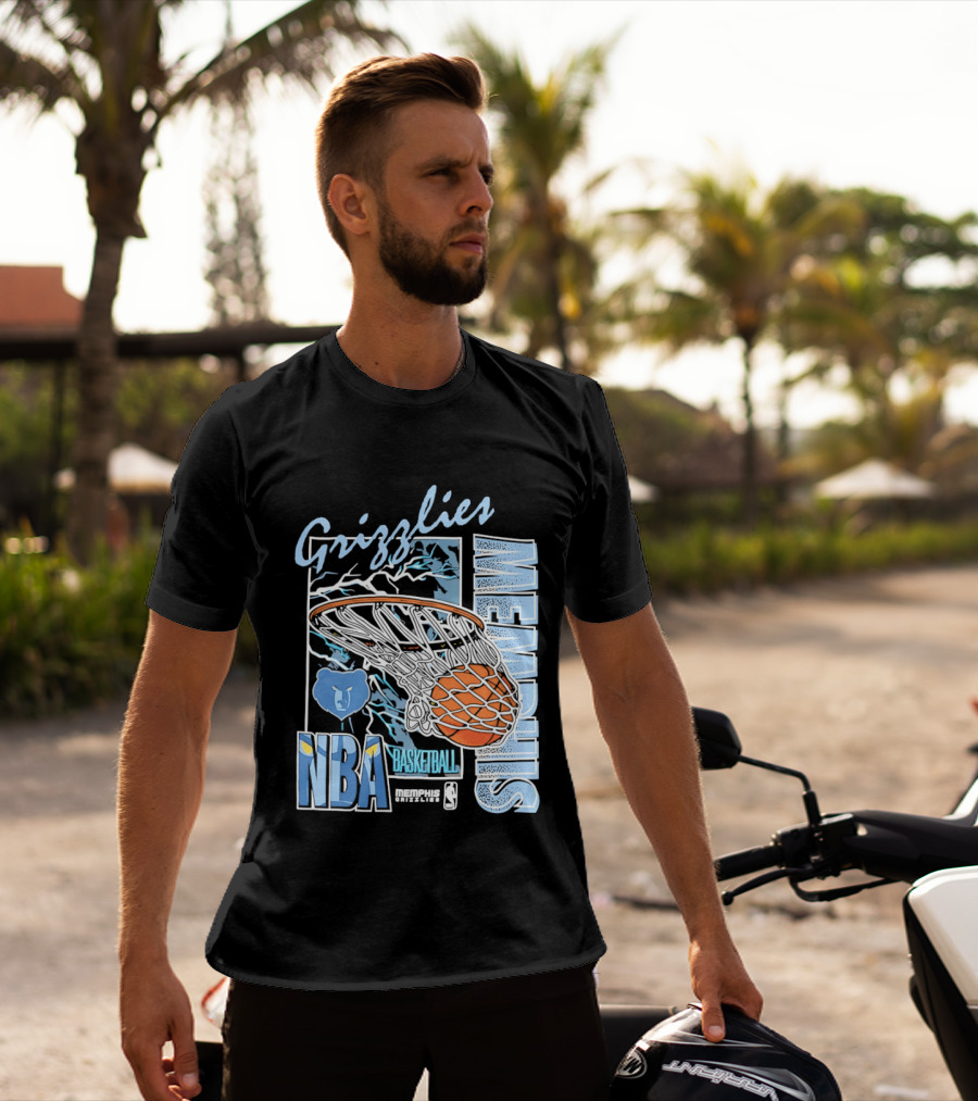 Grizzlies Memphis Basketball NBA Bear Logo And Hoop T-Shirt