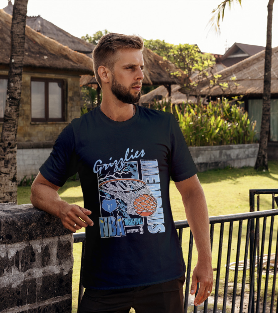 Grizzlies Memphis Basketball NBA Bear Logo And Hoop T-Shirt
