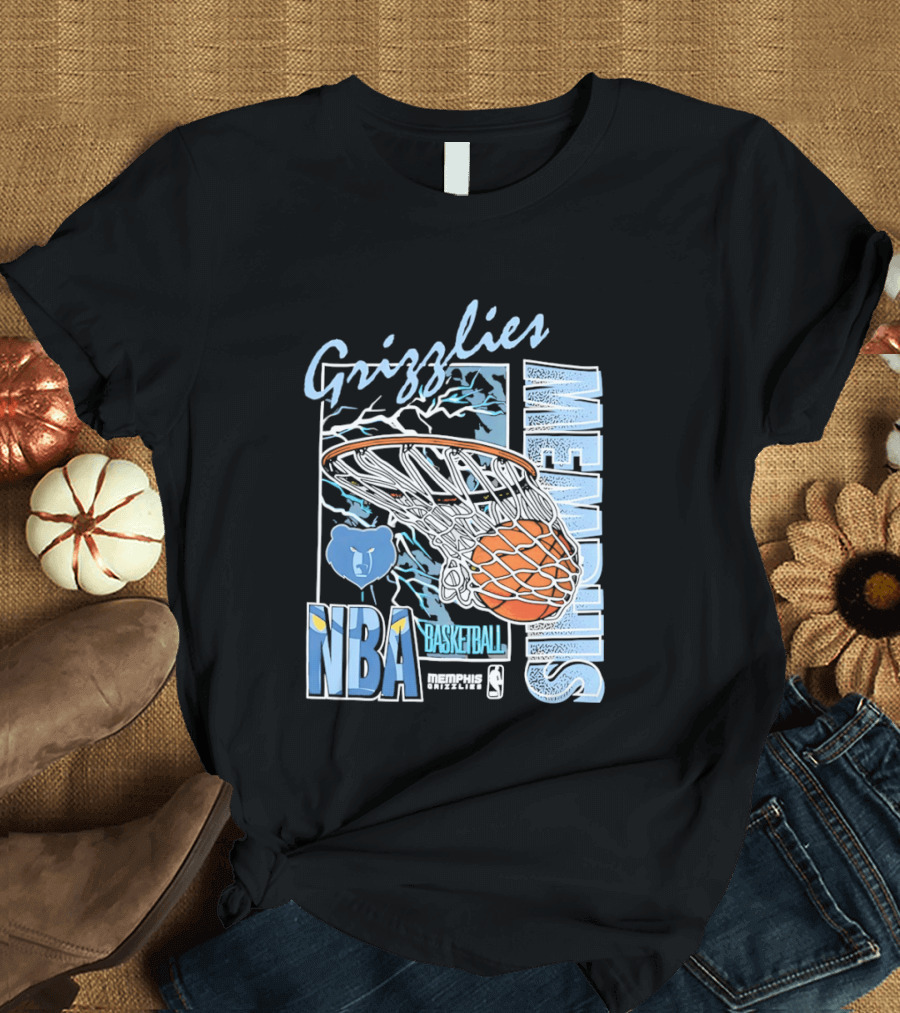 Grizzlies Memphis Basketball NBA Bear Logo And Hoop T-Shirt