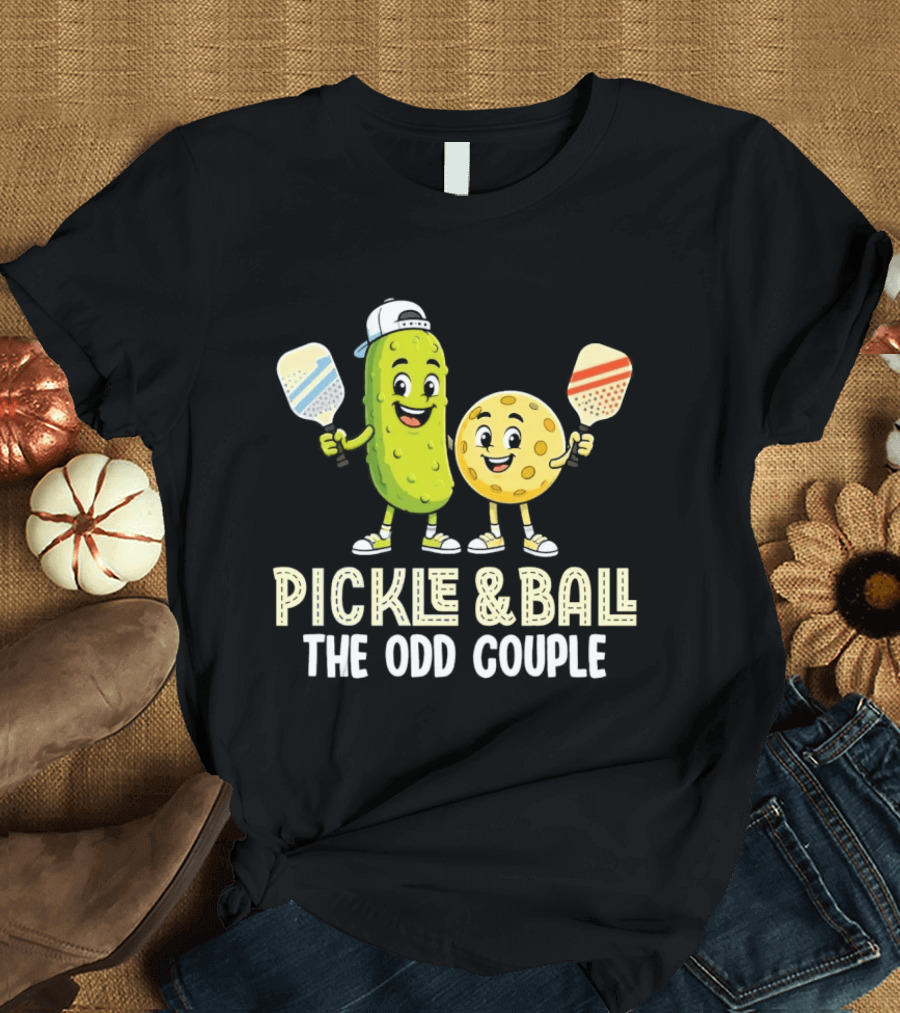 Pickleball Pickle And Ball The Odd Couple Pickle & Ball Paddle Fun T-Shirt