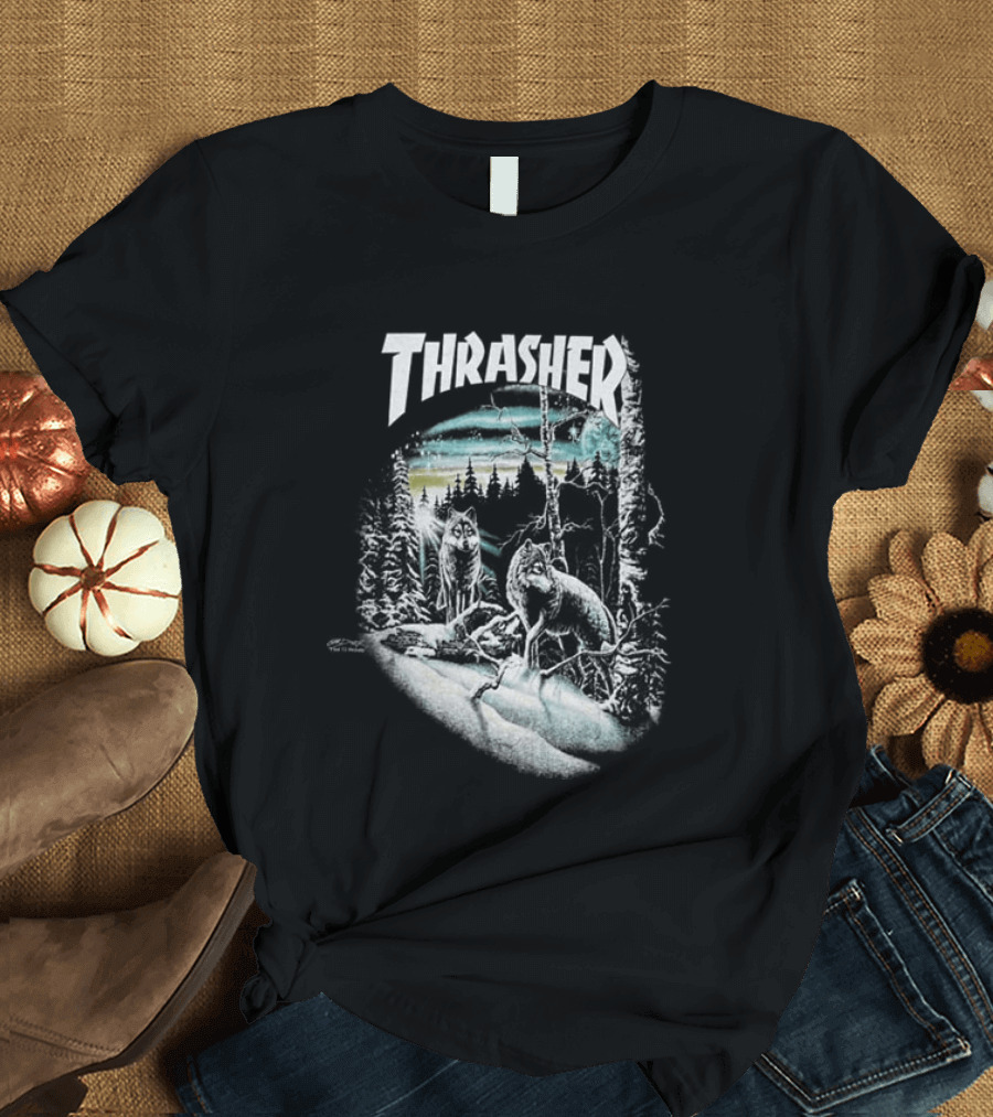 Thrasher 13 Wolves Forest Scene T-Shirt