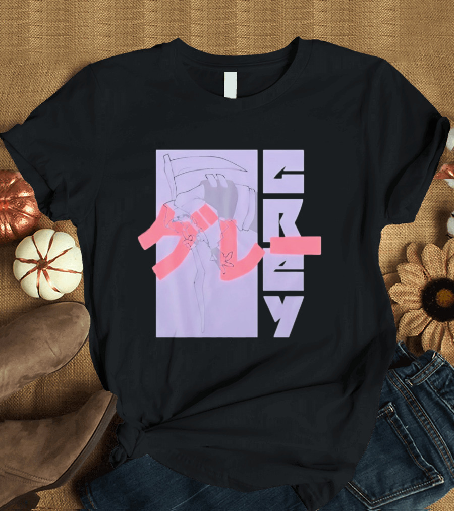 Grim Reaper Grey Japanese Kanji T-Shirt
