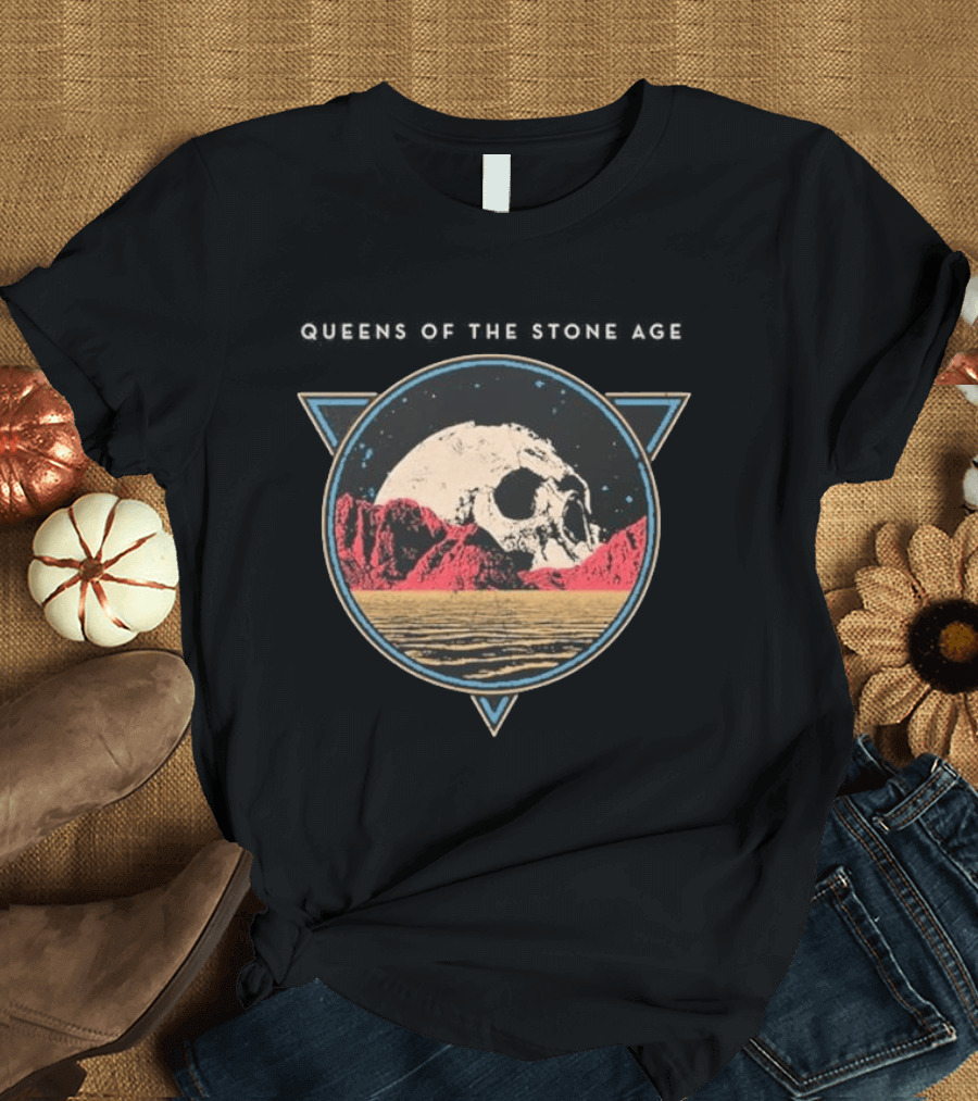 Queens Of The Stone Age Floating Skull Over Desert Scene T-Shirt