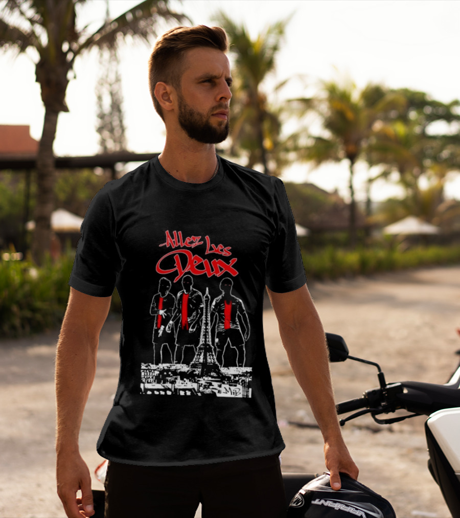 Allez Les Deux Paris Football Team Spirit Enthusiast's Red And White Players T-Shirt