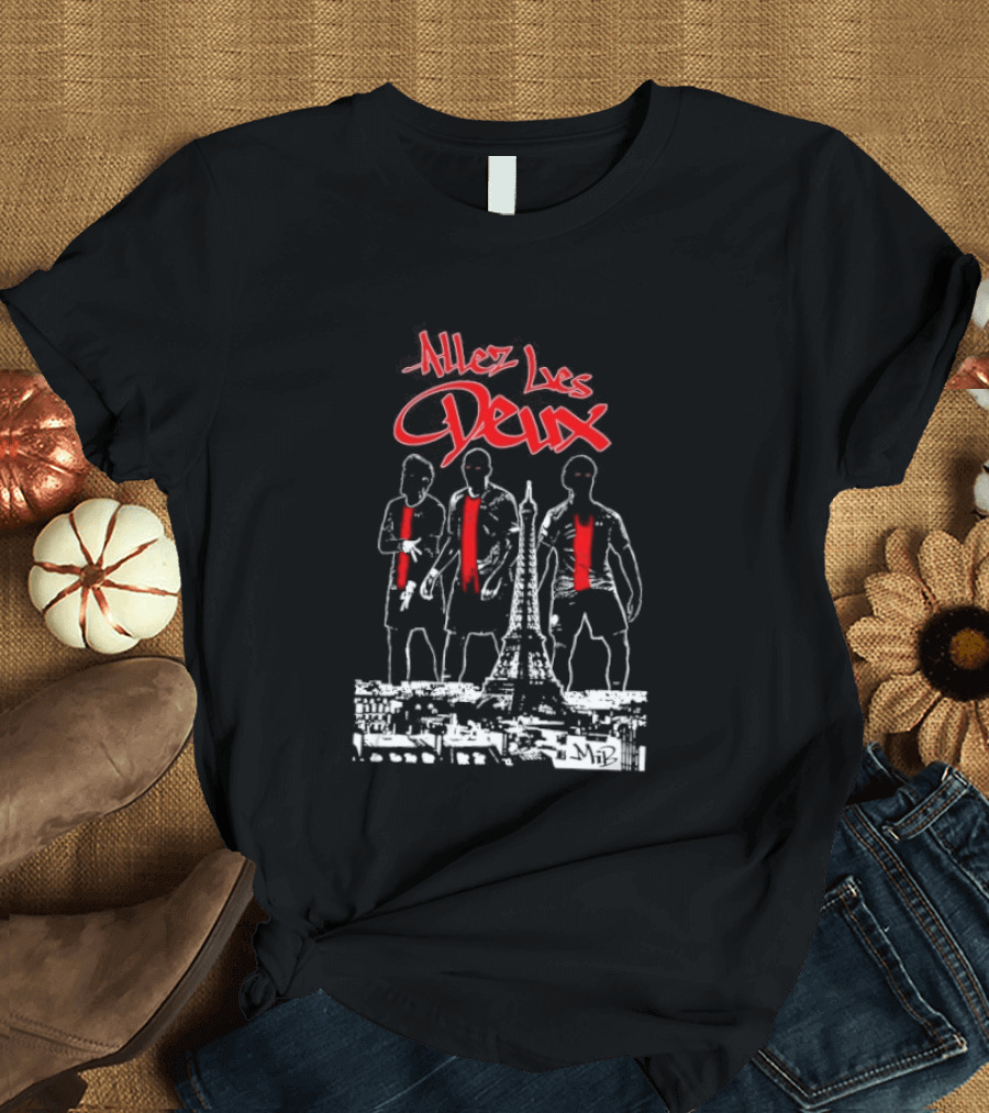 Allez Les Deux Paris Football Team Spirit Enthusiast's Red And White Players T-Shirt