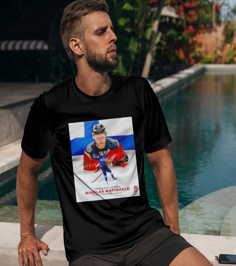Congratulations Nikolas Matinpalo Team Finland Gold Finnish Flag Ice Hockey Celebration T-Shirt