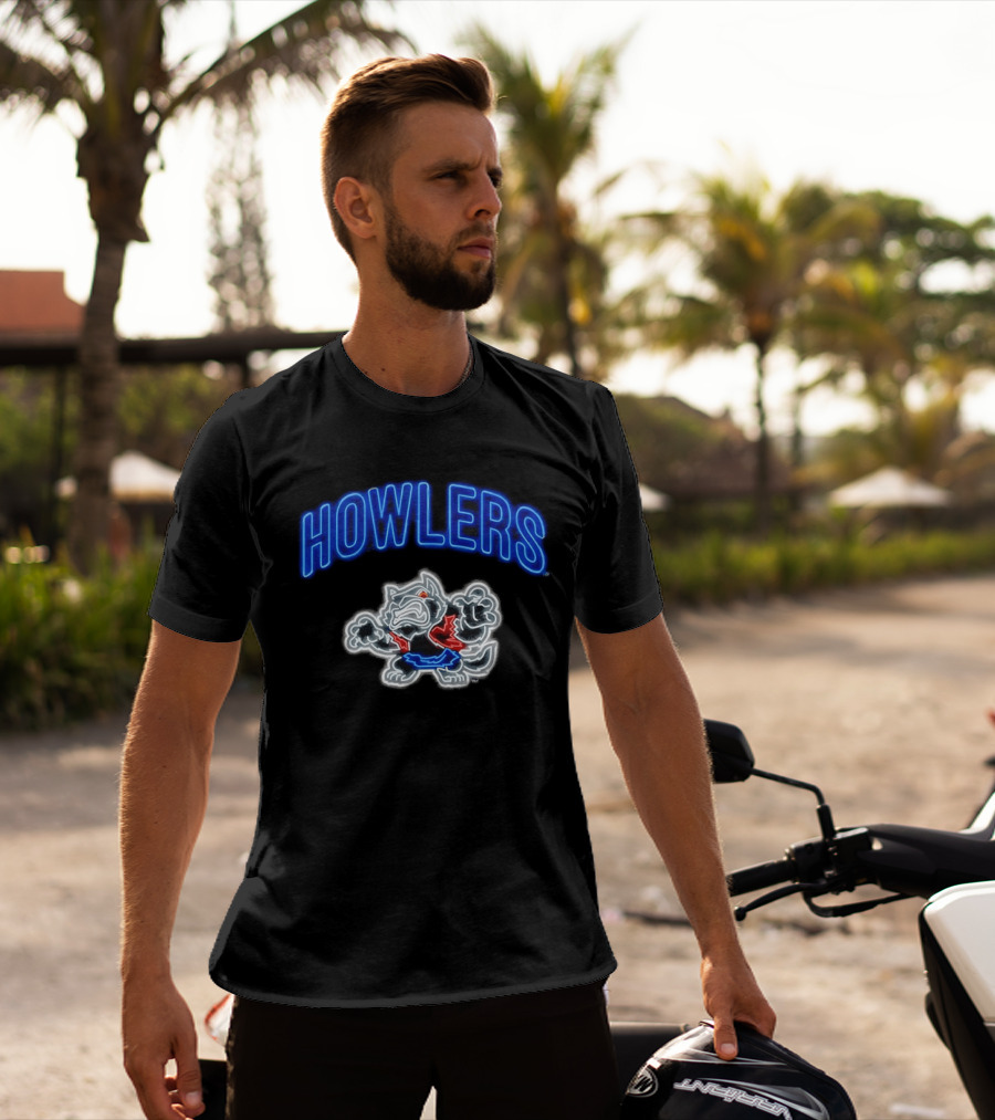 Howlers Neon Wolf Men's Animated Cartoon T-Shirt