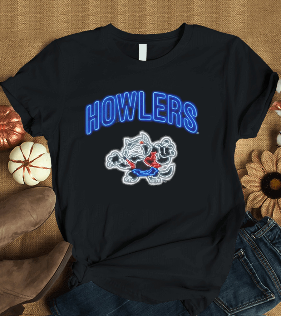 Howlers Neon Wolf Men's Animated Cartoon T-Shirt