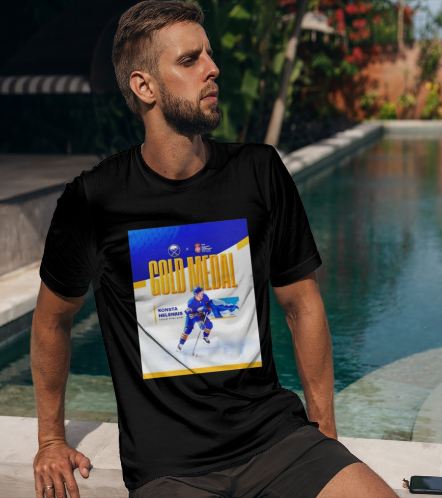 Konsta Helenius Team Finland 2023 Gold Medal Hockey T-Shirt