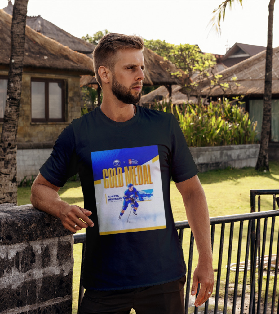 Konsta Helenius Team Finland 2023 Gold Medal Hockey T-Shirt