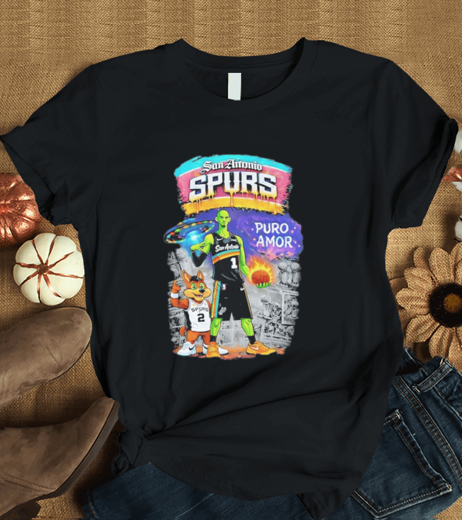 San Antonio Spurs Alien Basketball Puro Amor Fiesta Vibes T-Shirt