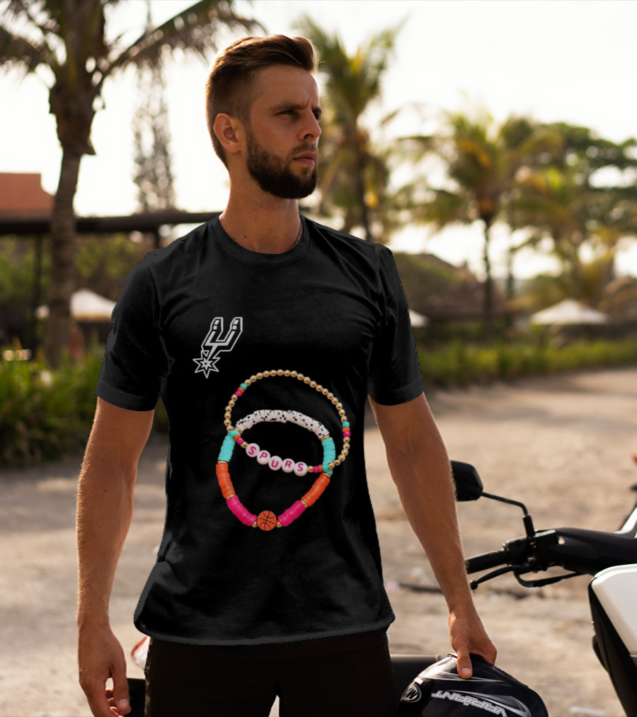 San Antonio Spurs Beaded Bracelet Set Basketball Fan Accessories T-Shirt