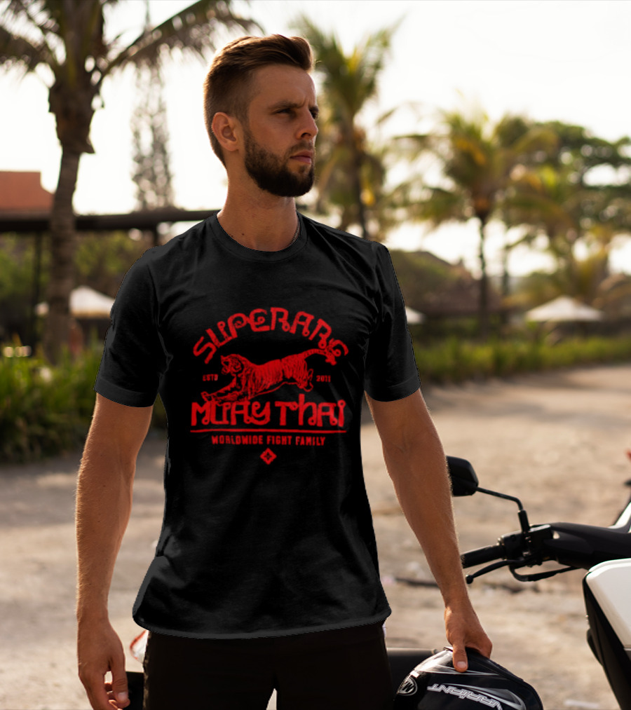 Superbon Muay Thai ESTD 2011 Worldwide Fight Family Red Tiger T-Shirt