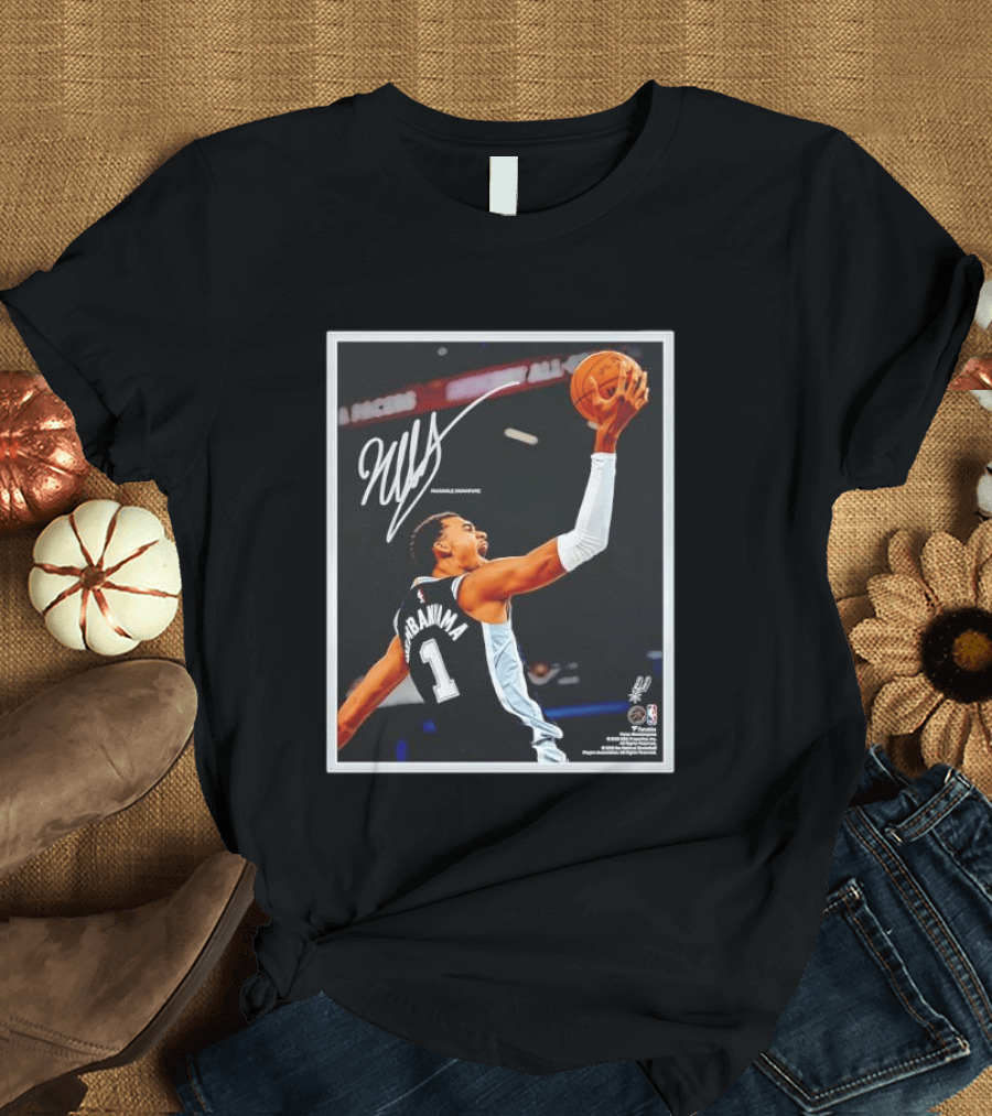 Victor Wembanyama Autographed San Antonio Spurs NBA Action Print Framed T-Shirt