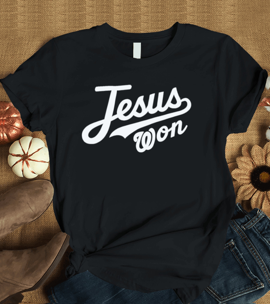 Washington Nationals Jesus Won Baseball Script T-Shirt