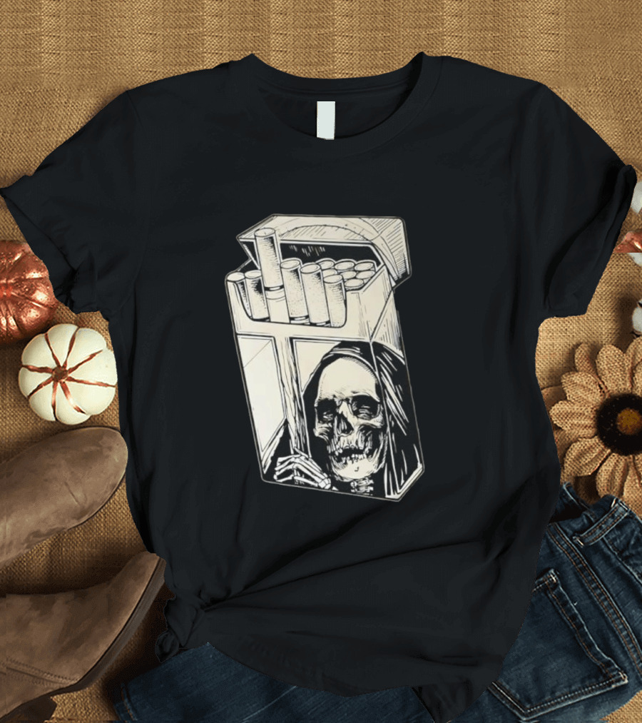 Grim Reaper Smoking Cigarette Pack T-Shirt
