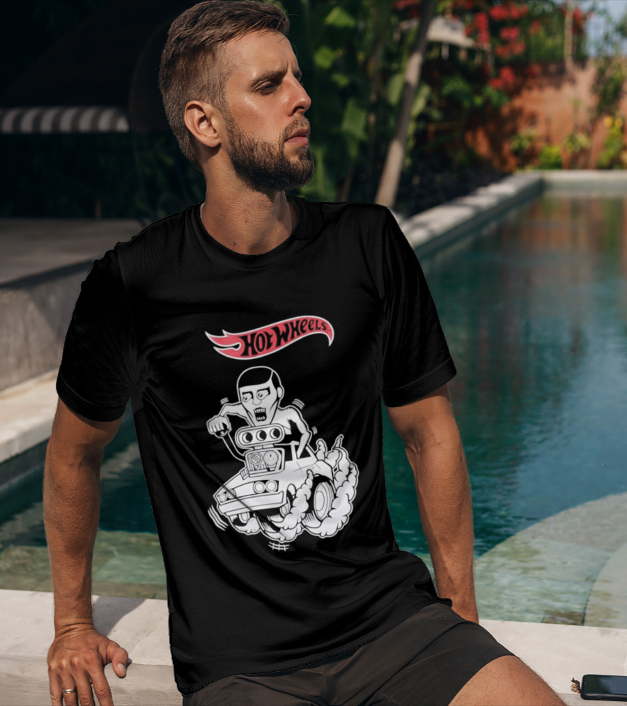Hot Wheels Racing Car Driver Black Flame T-Shirt