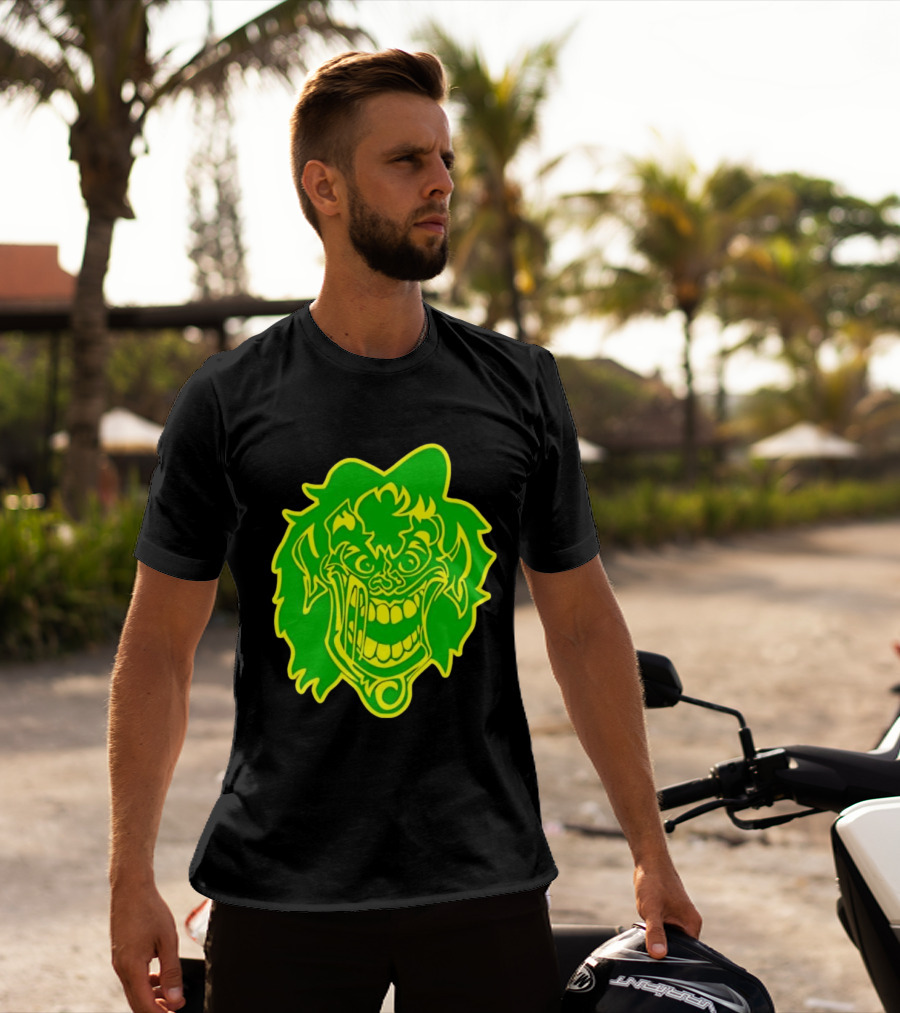 Insane Clown Posse Hatchetman Wicked Clown Face Neon Green Yellow T-Shirt