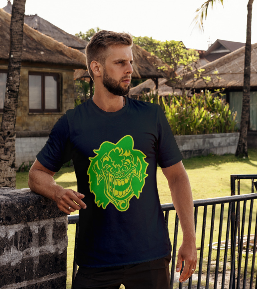 Insane Clown Posse Hatchetman Wicked Clown Face Neon Green Yellow T-Shirt
